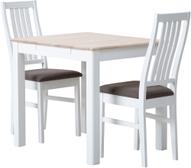 Pisipilt: Söögikomplekt Hovi kahele, 70 x 85 cm, valge/valge lakitud laud, valge Delux tool, pruun polster