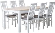 Pisipilt: Söögikomplekt Hovi 170 x 85 cm kuuele, valge/valge lakitud laud, valge Delux tool, helehall polster