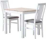 Pisipilt: Söögikomplekt Hovi kahele, 70 x 85 cm, valge/valge lakitud laud, valge Delux tool, helehall polster