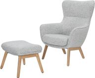 Pisipilt: Tugitool N&L Lisbet järiga, hall polster, naturaalsest tammest raam