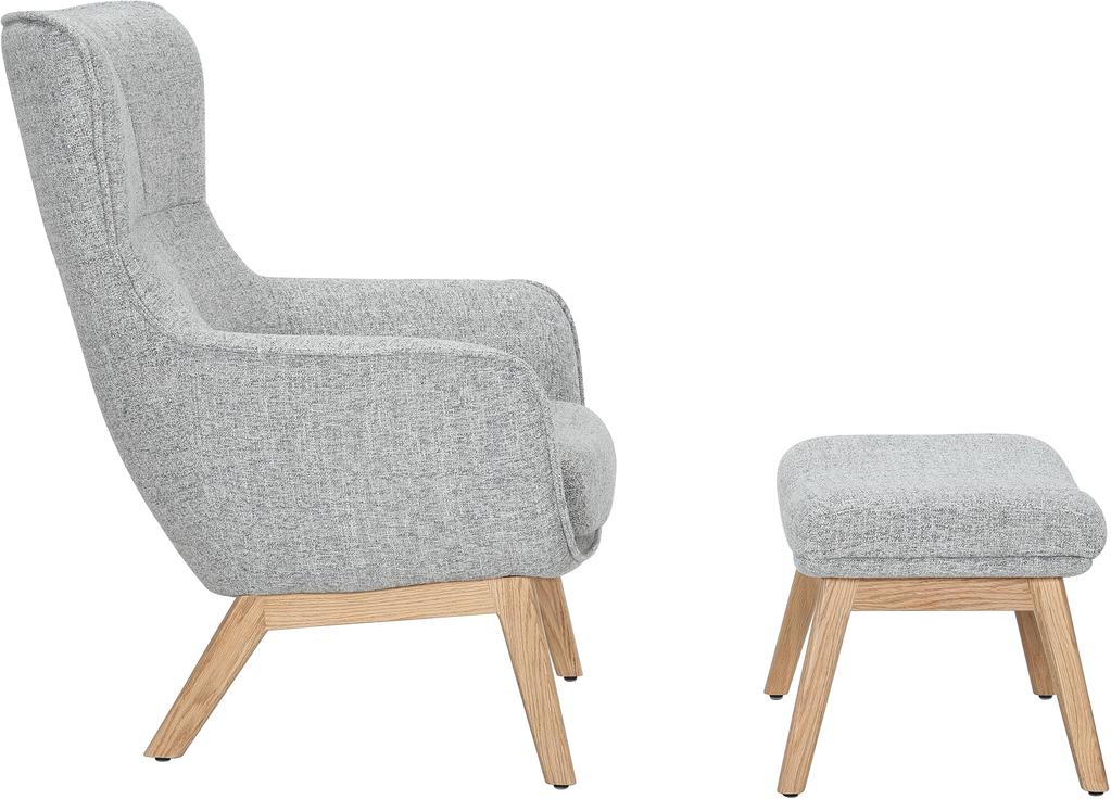 Tugitool N&L Lisbet järiga, hall polster, naturaalsest tammest raam