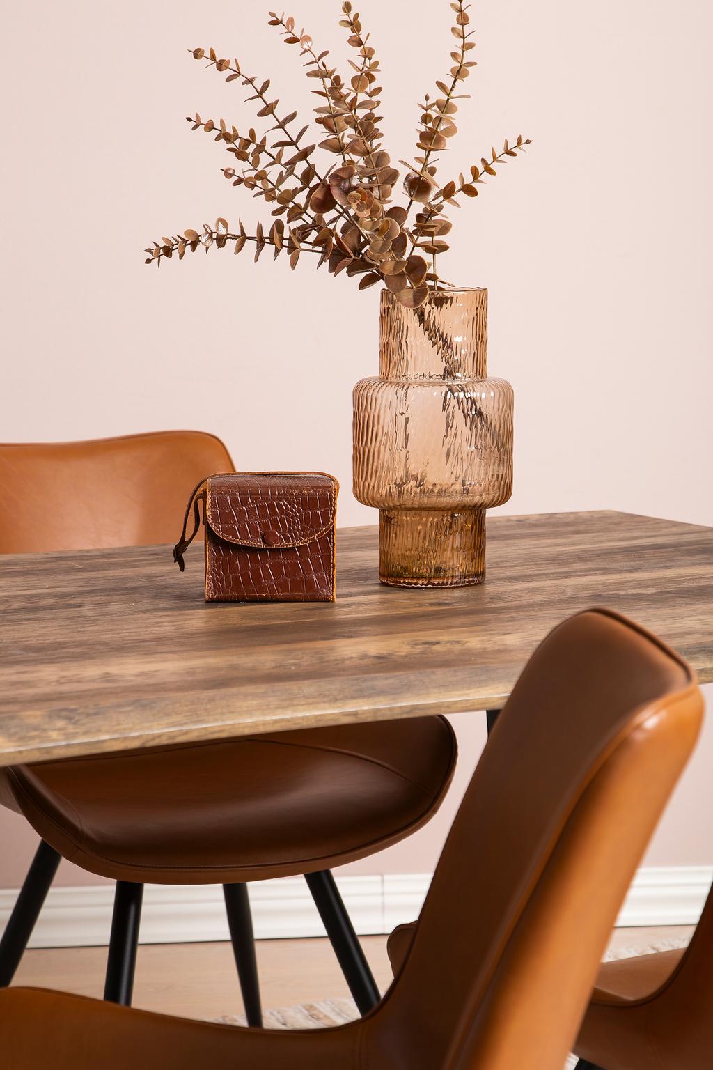 Söögilauakomplekt Napoli & Chic 160 x 90 cm neljale, tamm/must, pruunid toolid