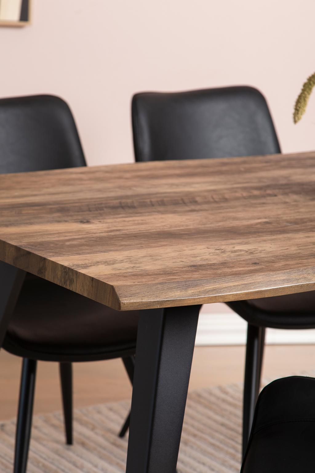 Söögilauakomplekt Napoli & Chic 160 x 90 cm neljale, tamm/must, mustad toolid
