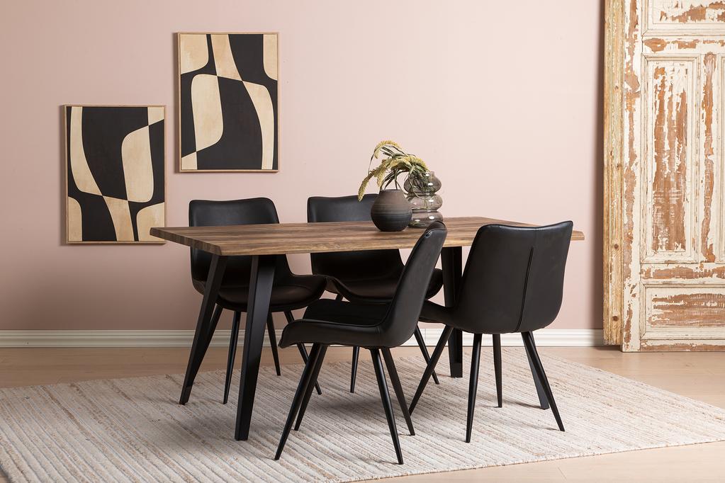 Söögilauakomplekt Napoli & Chic 160 x 90 cm neljale, tamm/must, mustad toolid