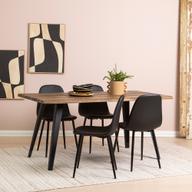 Pisipilt: Söögilauakomplekt Napoli & Maria 160 x 90 cm neljale, tamm/must, mustad toolid