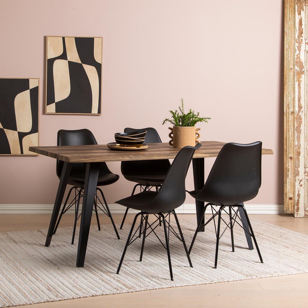 Söögilauakomplekt Napoli & Concept 160 x 90 cm neljale, tamm/must, mustad toolid