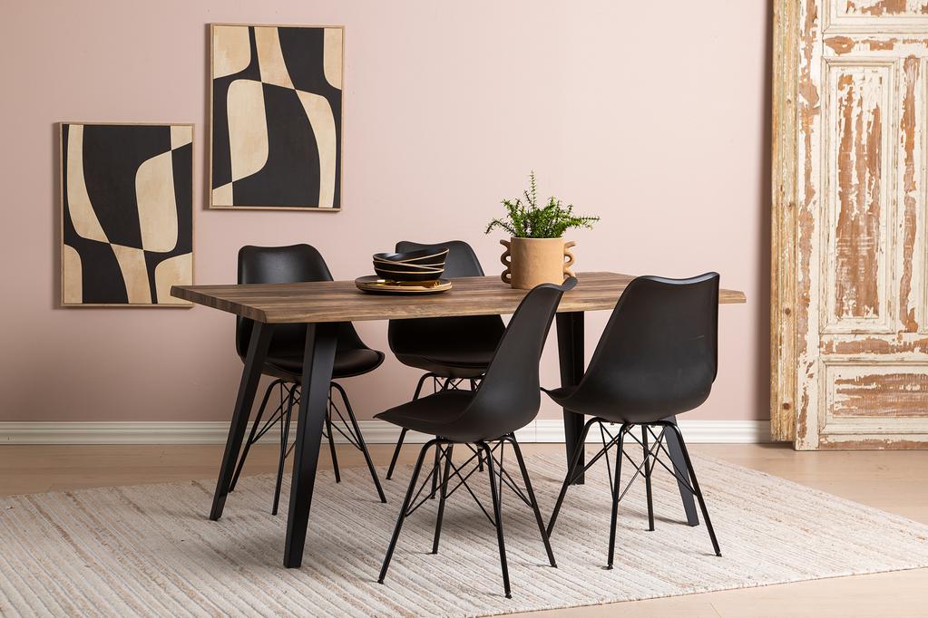 Söögilauakomplekt Napoli & Concept 160 x 90 cm neljale, tamm/must, mustad toolid