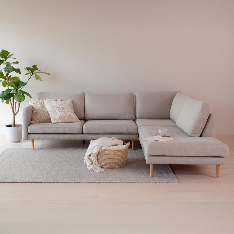 Copenhagen Scandic avatud nurgaga diivan (parem), beež / tammejalg