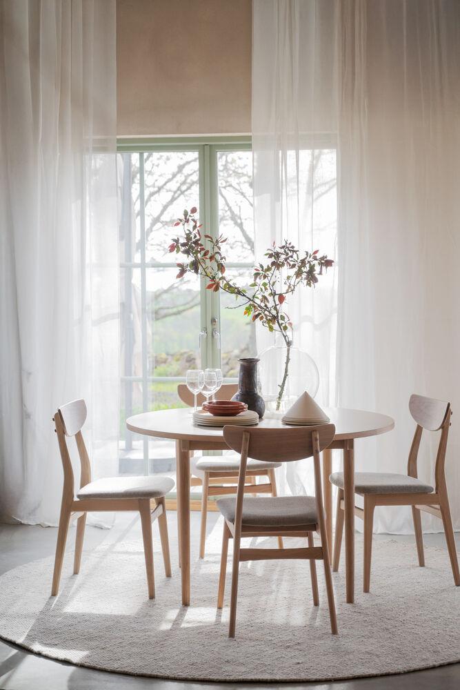 Fairmount söögilaud, ümar Ø120, beež/whitewash tamm