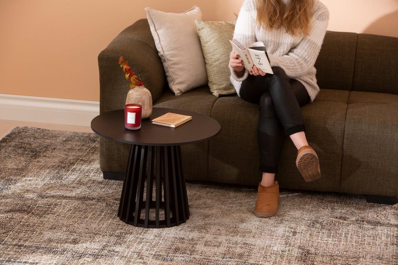 Lyon diivanilaud, ümar, must