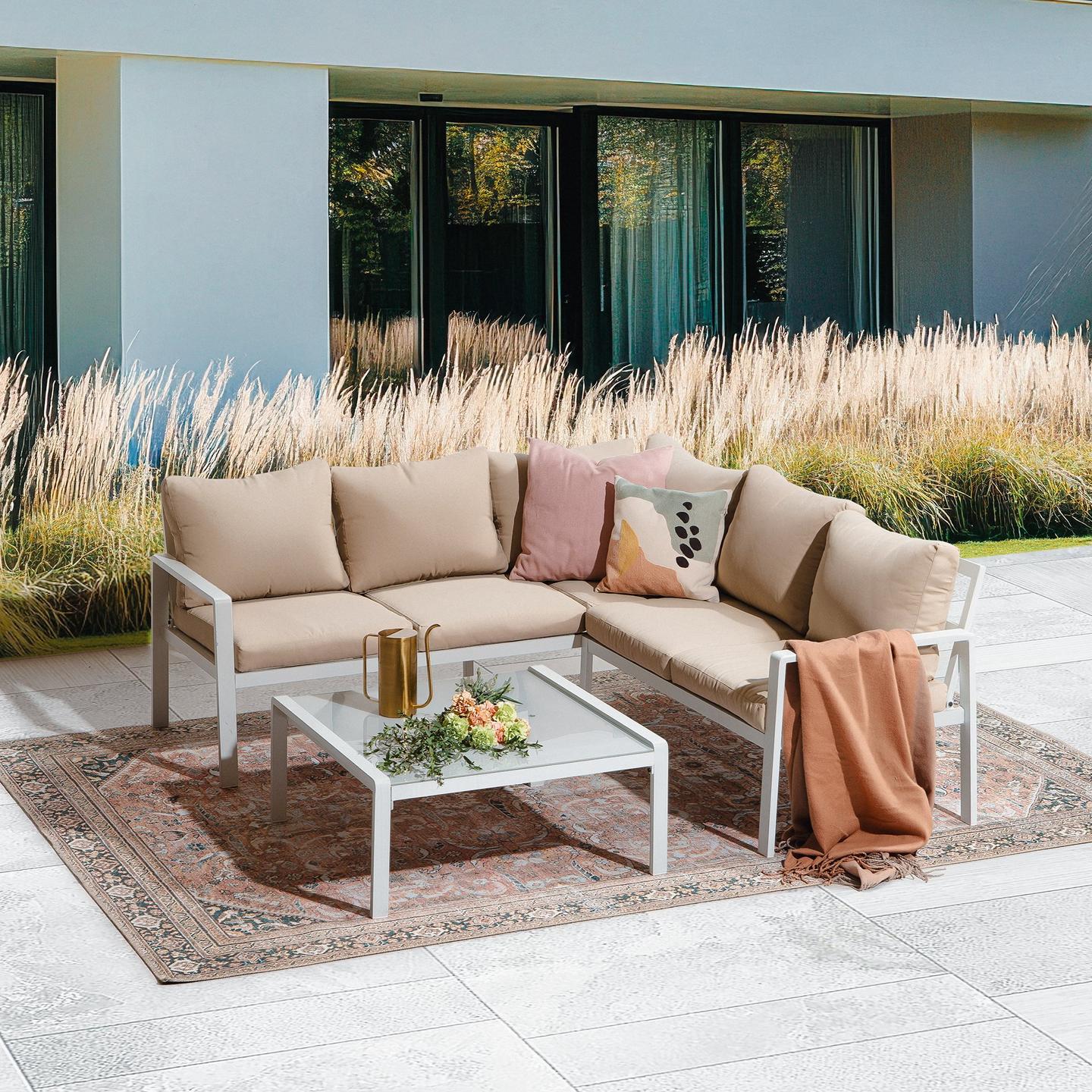 Ramnes aiamööbli nurgadiivan + laud