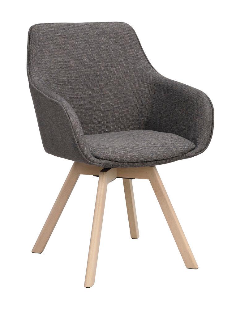 Alison tugitool hall tekstiil/whitewash tammejalg pöörlev