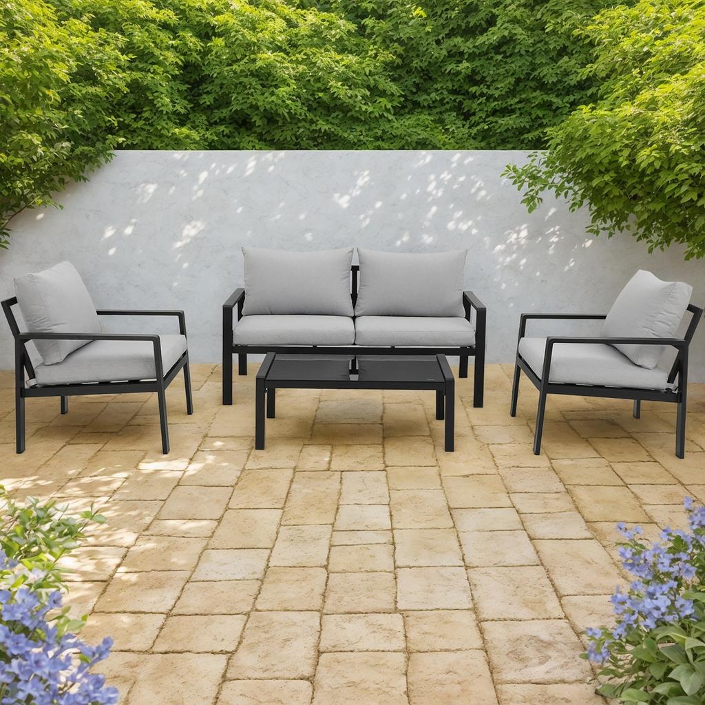 Ramnes aiamööbli komplekt, diivan, tugitoolid ja laud, 2+1+1