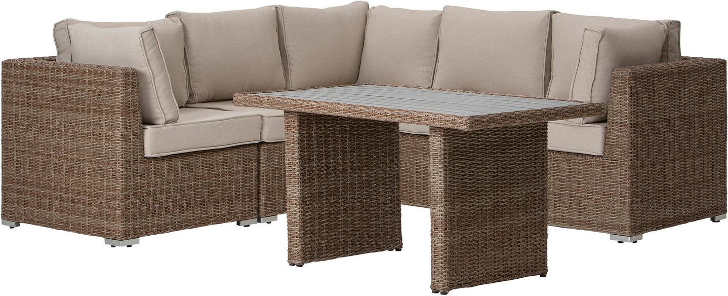 Mode Aiamööbli 2K2 naturaalse värvi diivanikomplekt kõrge diivanilauaga