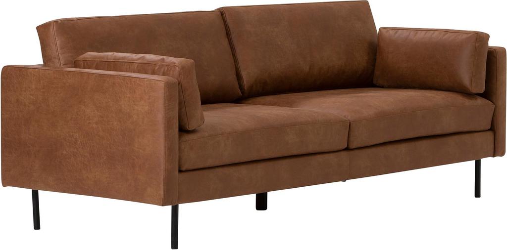 Copenhagen Nordic 3-kohaline diivan, helepruun, bonded-nahk / must metalljalg
