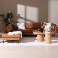 Pisipilt: Copenhagen Nordic avatud nurgaga diivan (vasak), helepruun, bonded-nahk / must metalljalg