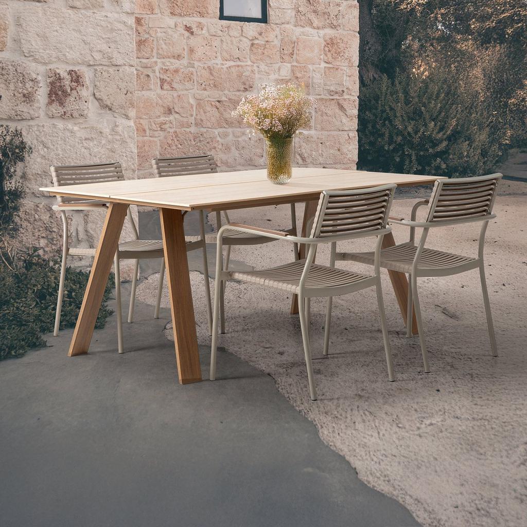 Messina & Calle Aiamööbli söögilauakomplekt, 160x100cm, neljale, hele/khaki värvi