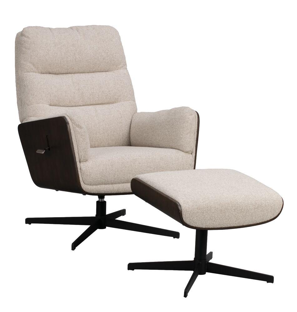 Tugitool Broderick järiga, helebeež kangas/pruun tamm/must metall, kiikuv, pöörlev