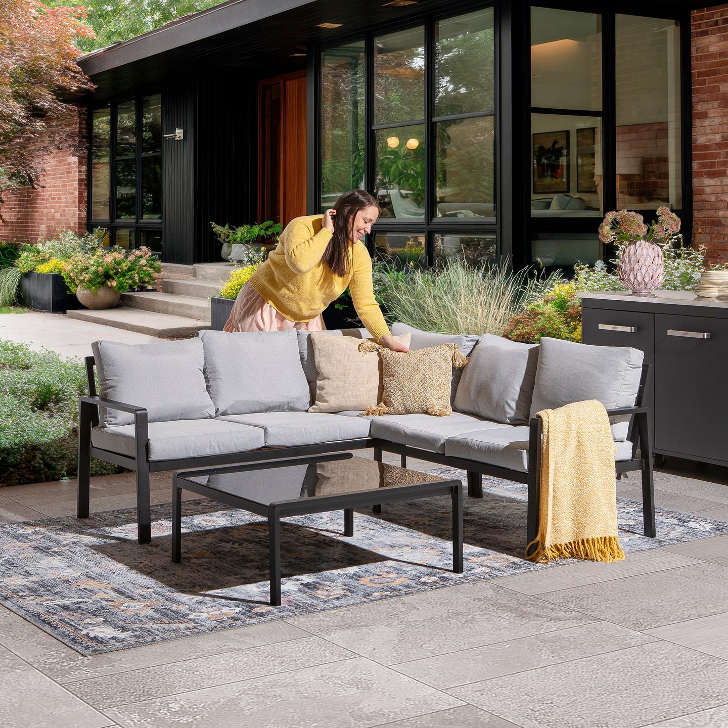 Ramnes aiamööbli nurgadiivan + laud