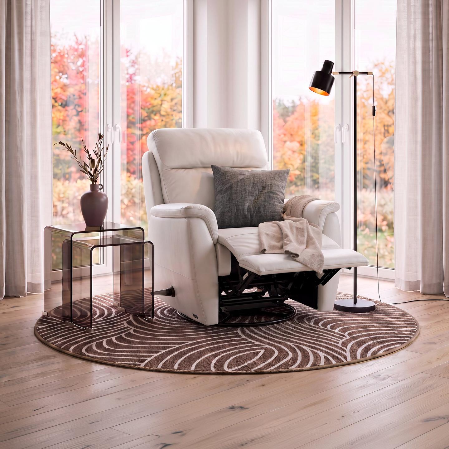 Tugitool Loungea Colorado recliner, kiikuv/pöörlev, puhasvalge nahk/kunstnahk