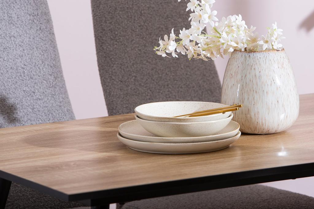 Montpellier & Jasmin söögilaua komplekt neljale, 120x75 cm, puidutoonis/must laud & must/hallid toolid