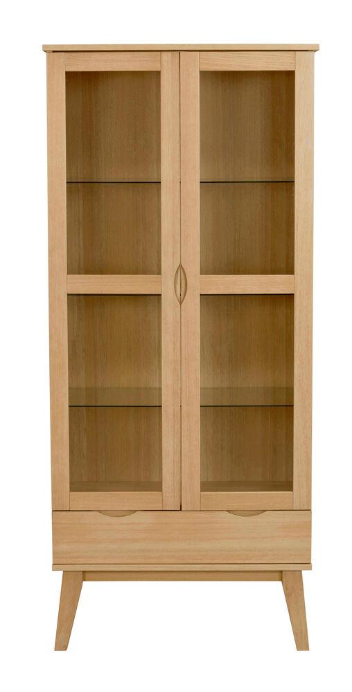 Filippa glass cabinet 2D+1drw oak