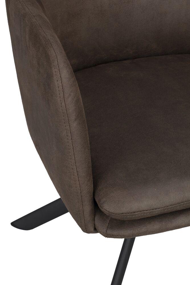 Tugitool Gladstone tumepruun nahk-tekstiil/mustad metalljalad, pöörlev, kiikuv