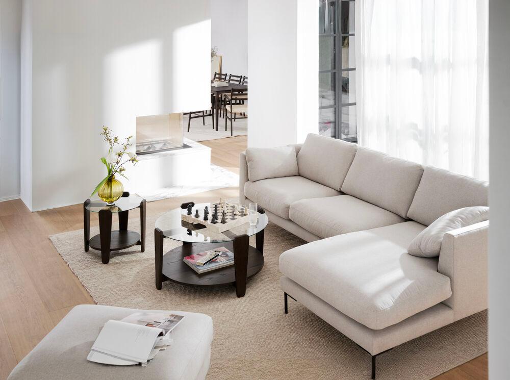 Arran diivanilaud Ø52 pruun tamm/klaas