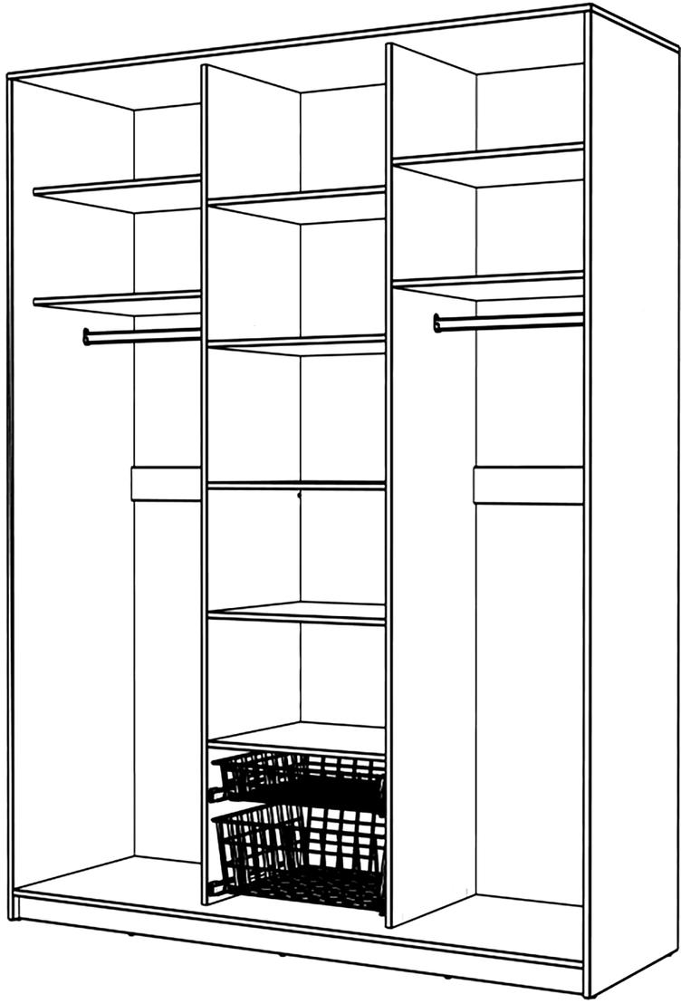 Sandy lükandustega kapp, 180x240x60 cm, 3 x peegeluks