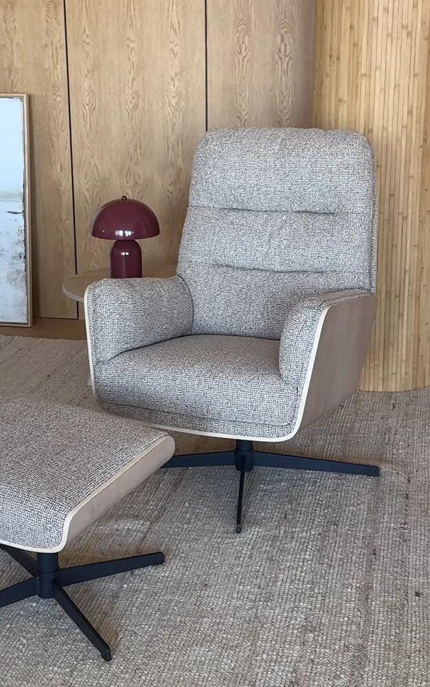 Tugitool Broderick järiga, beež kangas/whitewash tamm/must metall, pöörlev, kiikuv