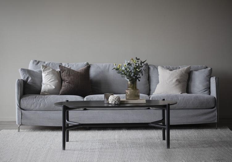 Holton diivanilaud ovaalne 130x65 must tamm