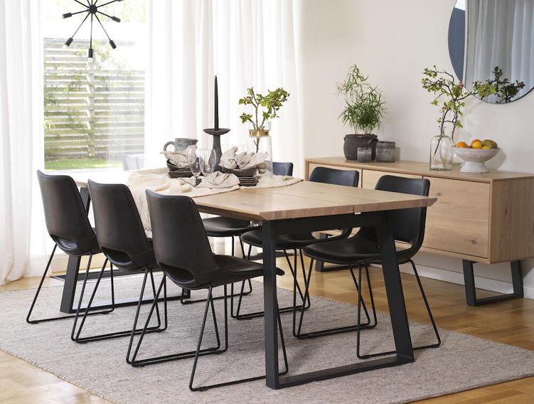 Melville söögilaud 210x95 ww tamm/must met